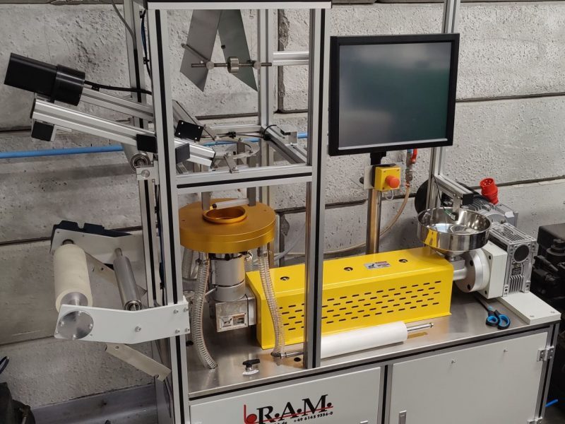 PQM extruder setup with blown-film die, camera and haul-off