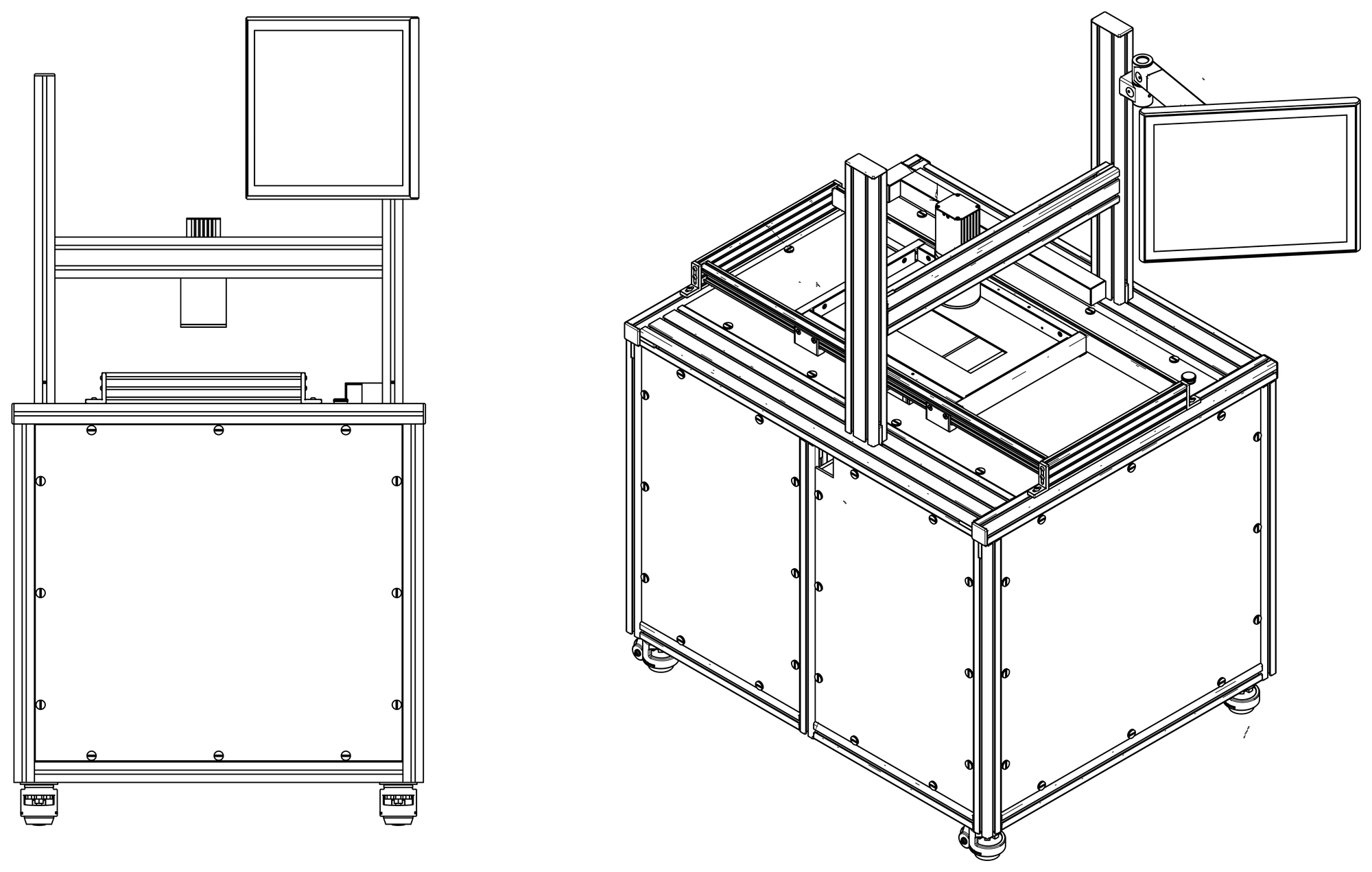 Drawing of the ITG 500 – Bench Analyser in front and oblique view