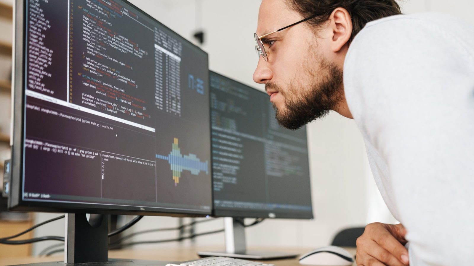 Softwareentwicklung an zwei Bildschirmen